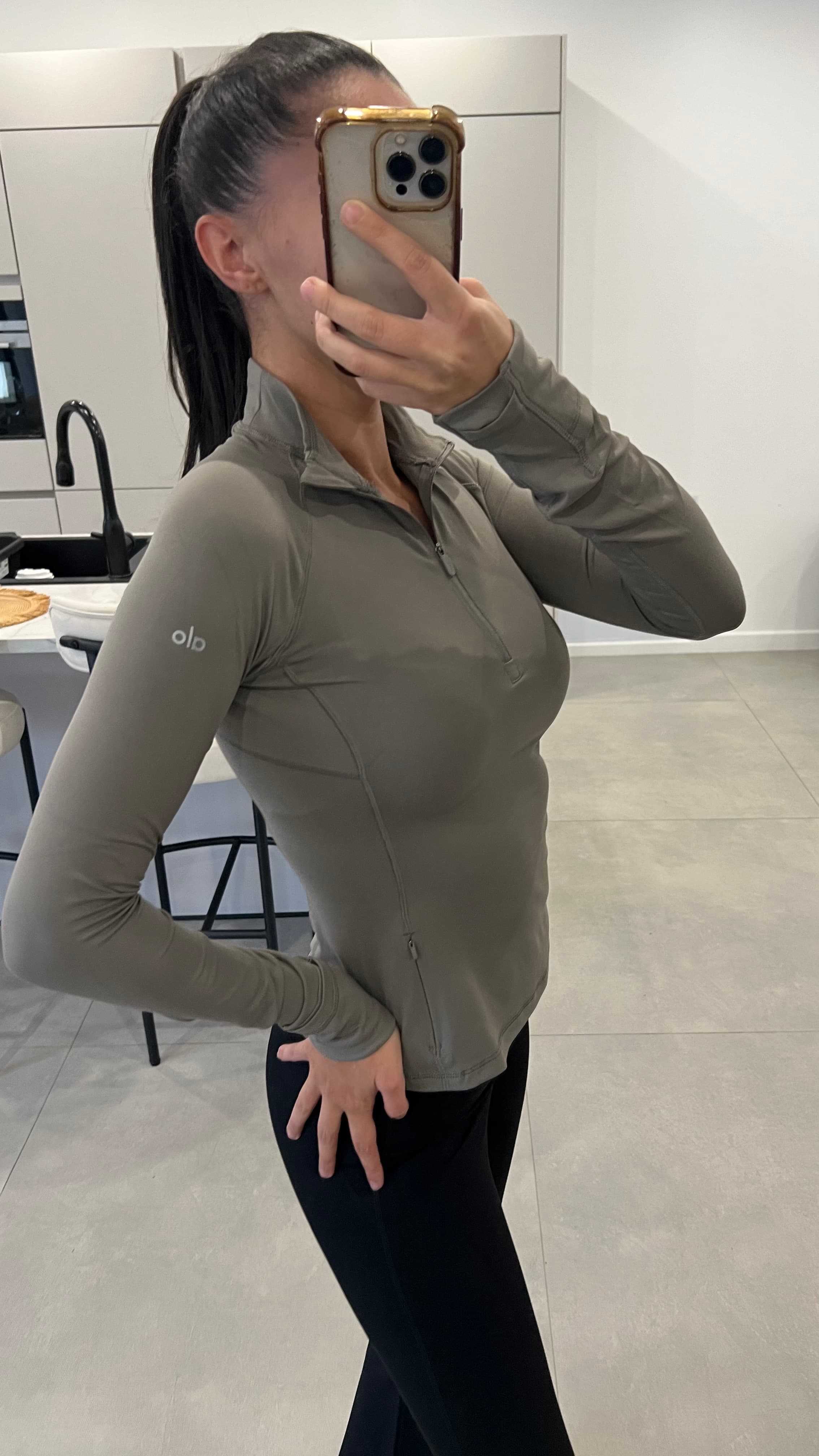 Pull semi zippé taupe 