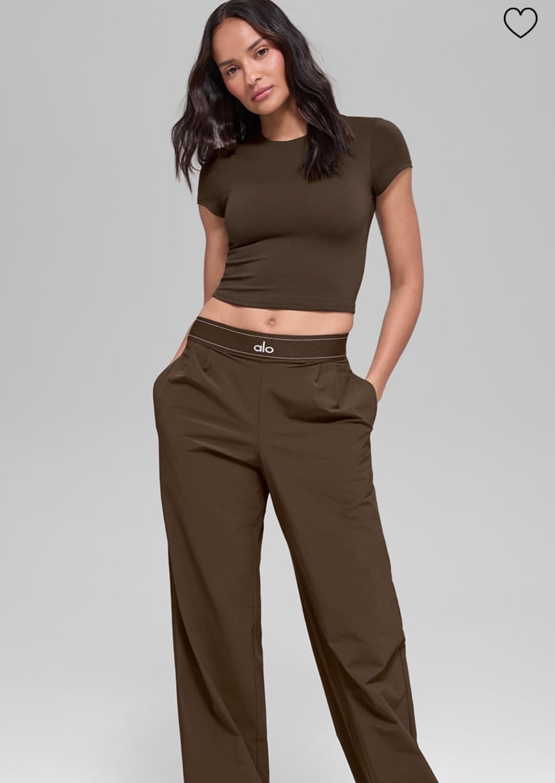 Pantalon marron à taille élastique 